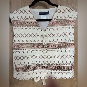 Vintage Herman Geist vest Cream and Pink Patterned